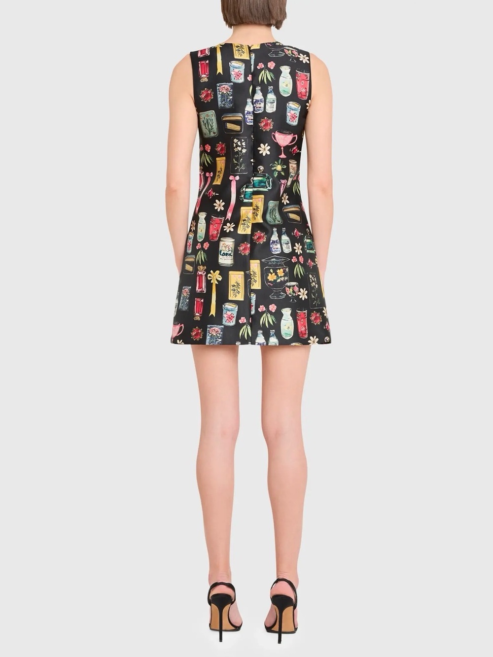 Amanda Uprichard Black Novelty Print Shift Mini Dress Size Small NWT - Picture 3 of 7